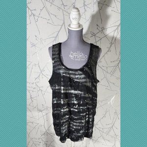Addition Elle Black Mesh Overlay Sequin Sunbeam Tank